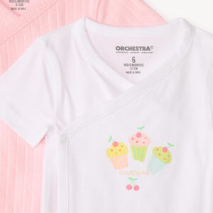 Lot de 7 bodies manches courtes motifs gourmandises pour bébé fille (ouvertures différentes selon l'âge) 