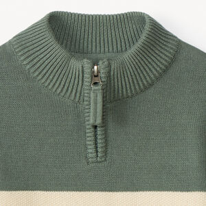 Pull manches longues à col camionneur à zip et rayures pour garçon  