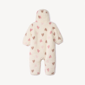 Combi-pilote sherpa imprimé cœurs pour bébé fille avec finitions différentes selon l'âge 