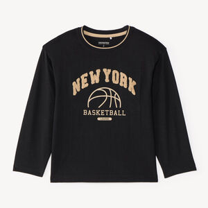 T-shirt manches longues garçon patch bouclette "New York" 