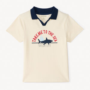 Polo manches courtes print requin pour garçon 