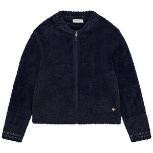 Gilet manches longues en tricot effet mohair et style Bomber pour fille  
