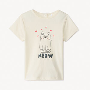 T-shirt manches courtes uni avec print pour bébé fille 