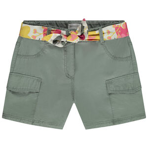 Short avec ceinture à nouer fantaisie + poches plaquées pour fille 