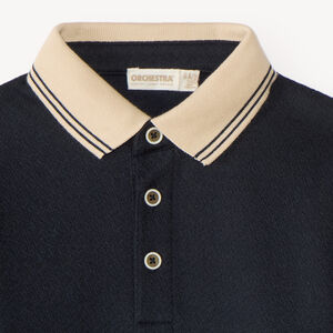 Polo manches longues garçon avec col contrasté fantaisie 