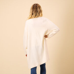 Gilet long uni en tricot avec poches pour femme 