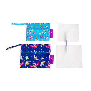 Set de 2 sacs à goûter Snack & Doodle avec tapis de dessins à l'eau Chouette/Bord de mer 