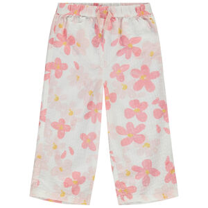 Pantalon fluide en seersucker imprimé fleurs pour bébé fille 