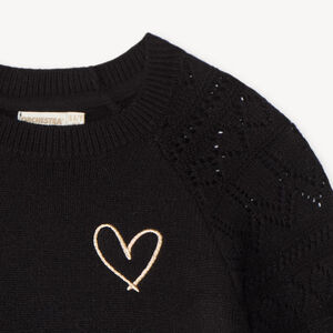 Pull tricot fille manches longues fantaisie 