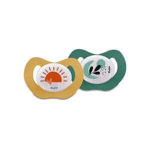 Lot de 2 sucettes physiologique en silicone 0-6M jour et nuit (modèle aléatoire)  