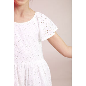 Robe manches courtes en broderie anglaise pour fille 