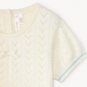 Pull manches courtes en tricot ajouré pour bébé fille 
