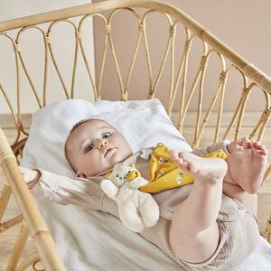 Doudou chat avec carré douceur jaune 