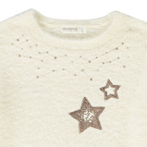 Pull en tricot motifs étoiles en sequins pour fille 