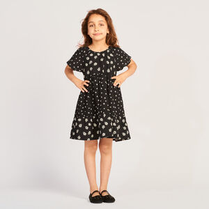 Robe manches courtes volantées imprimé fleurs pour fille 