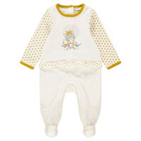 Dors-bien en velours avec chat print&eacute; et coeurs 