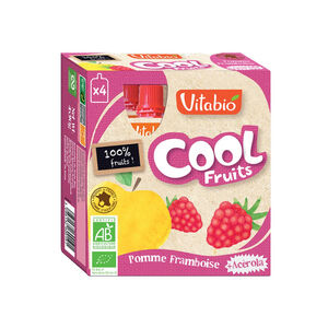 Pack de 4 gourdes Cool Fruits pomme framboise bio 