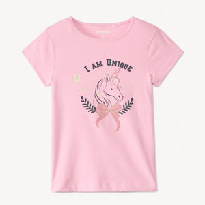 T-shirt manches courtes à print pailleté pour fille 