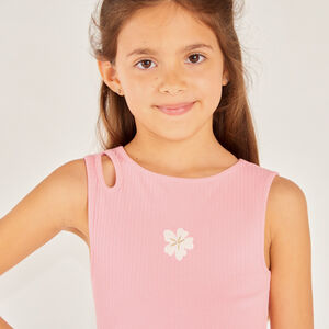 Robe débardeur en maille broderie fleurs pour fille 