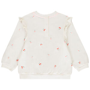Sweat molleton brodé et volanté pour bébé fille 