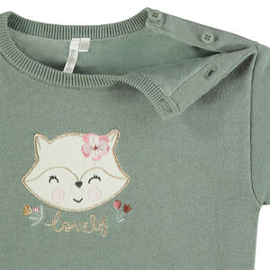 Pull tricot doublé en velours avec patch brodé fantaisie pour bébé fille 
