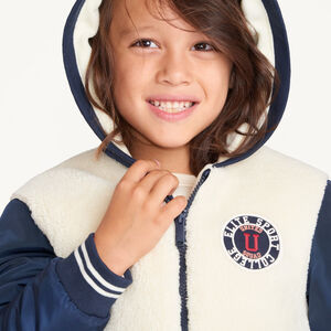 Blouson garçon à capuche bi-matière 
