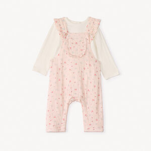 Ensemble 2 pièces avec salopette imprimée pour bébé fille 
