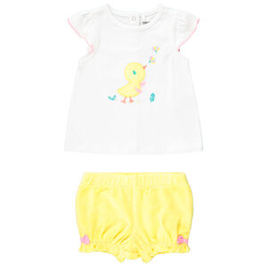 Ensemble t-shirt + short en éponge pour bébé fille 