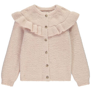 Gilet manches longues en tricot avec volantes pour fille 