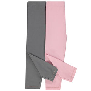 Lot de 2 leggings unis en coton pour bébé fille 