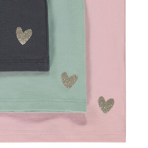 Lot de 3 t-shirts manches longues print cœur pour bébé fille 
