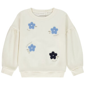 Sweat oversize à patchs bouclettes fleurs pour fille 