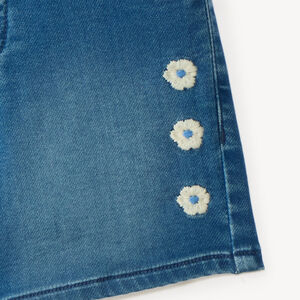 Short en jean avec broderie fleur pour fille 
