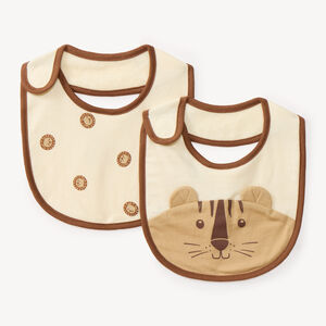 Lot de 2 bavoirs bébé motif lion ludique 