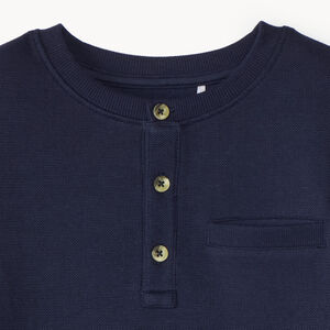 T-shirt garçon manches longues col tunisien 