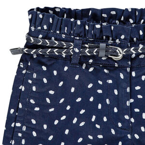 Short en toile imprimé à ceinture tressée 