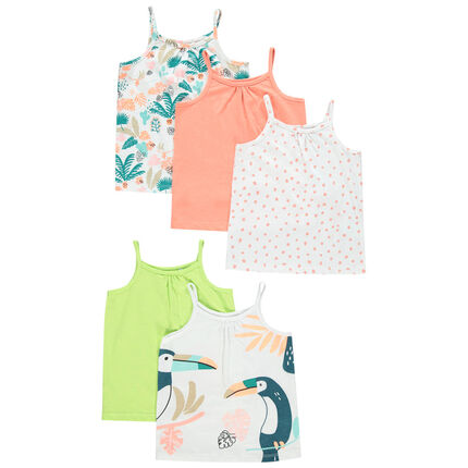 Lot De 5 Debardeurs A Fines Bretelles Pour Bebe Fille Orchestra Fr