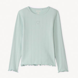 T-shirt manches longues avec cœur brodé pour fille   