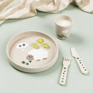 Assiette en silicone avec ventouse Tiny Farm Sable 