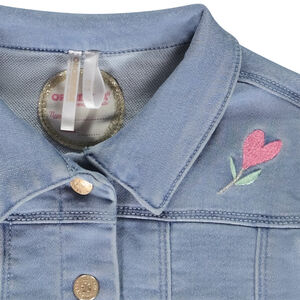 Veste effet jean avec broderies pour bébé fille 