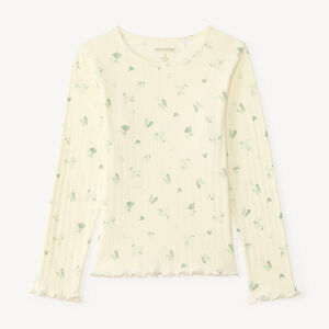 T-shirt manches longues pointelle imprimé papillons pour fille 
