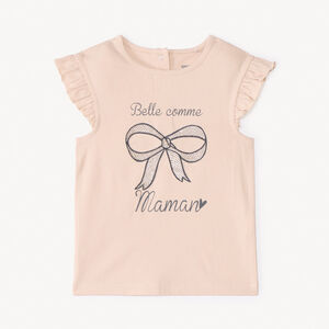 T-shirt manches courtes à broderie dorée pour bébé fille 