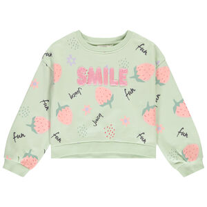 Sweat molleton imprimé avec puff print pailleté pour fille 
