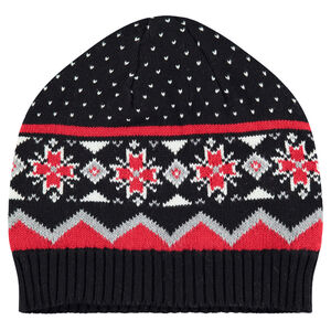 Bonnet en tricot doublé sherpa avec motif vintage jacquard 