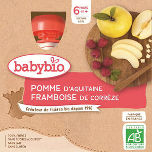 Gourde sucrée Pomme et Framboise 4x90g 