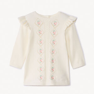 Robe en tricot fantaisie et broderie pour bébé fille  