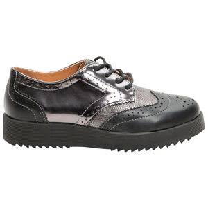 Derbies argentées avec jeux de textures et semelle compensée 