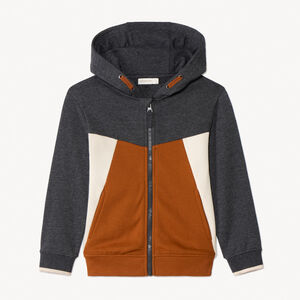 Gilet manches longues effet colorblock avec capuche pour garçon  