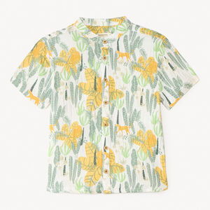 Chemise manches courtes col mao imprimé jungle pour garçon 