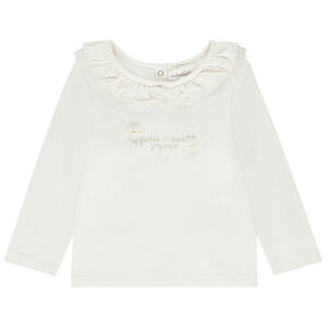 T-shirt manches longues uni à col claudine pour bébé fille 